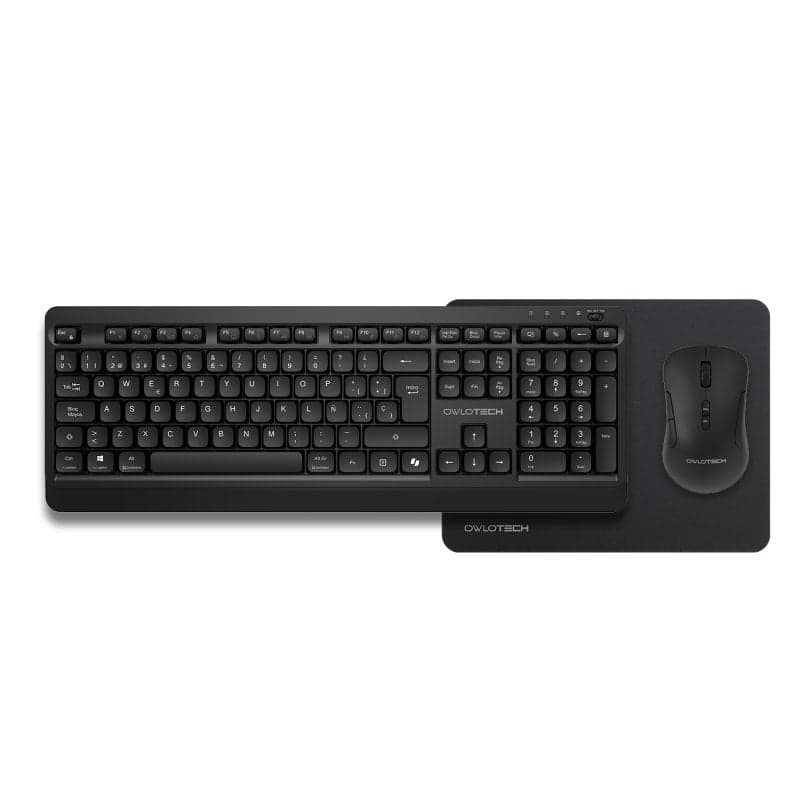 Owlotech MK300 Combo Wireless Teclado + Ratón + Alfombrilla Negros